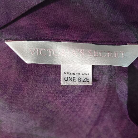 Victoria's Secret Purple & Gray Sheer Robe One Size Attached Belt Striped - Picture 7 of 10